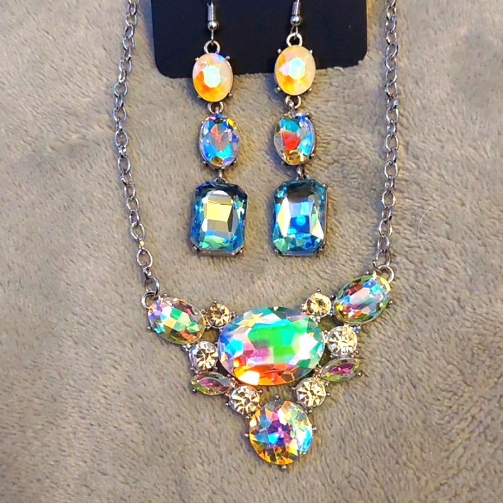 Iridescent Necklace & Earrings
